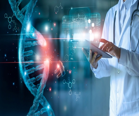 Image with DNA and scientists in it.