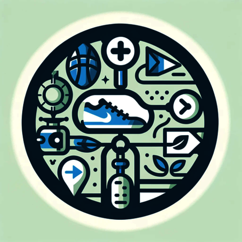 Athletic Training Icon with symbol of sports shoe at center.