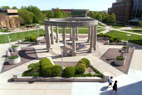 the colonnade in the bright sun