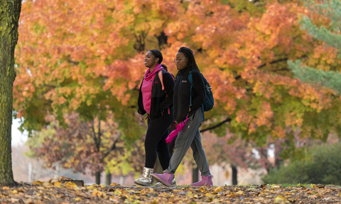 students walking on campus