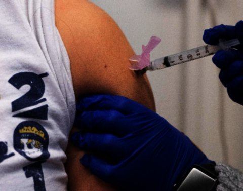 a flu shot going into an arm