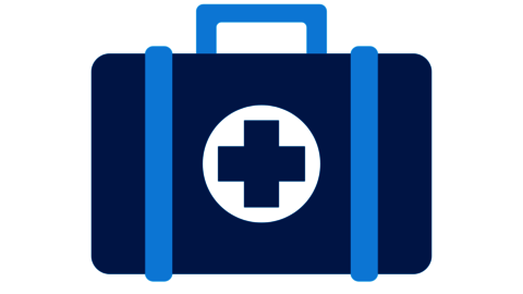 Blue first aid kit.