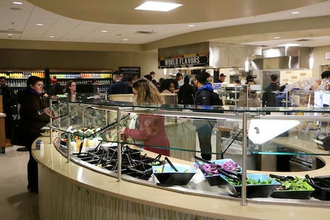 students getting food in food court