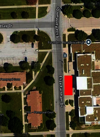 Aerial view of crane location near Eliza Farnham Drive