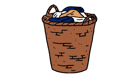 A full laundry wicker basket.