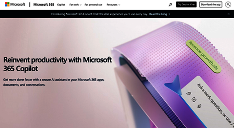Microsoft 365 Copilot Webpage screenshot