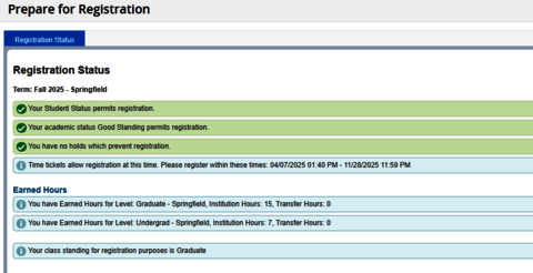 Prepare for Registration Window