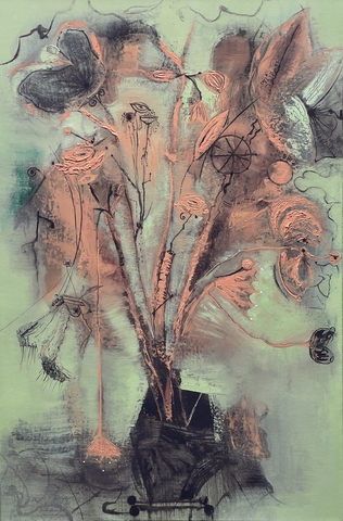 Geometric Vase, 36" x 24", oil on canvas, 2024