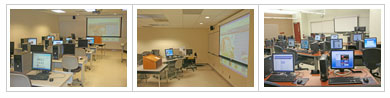Photos of Classrooms are teaching computer labs.
