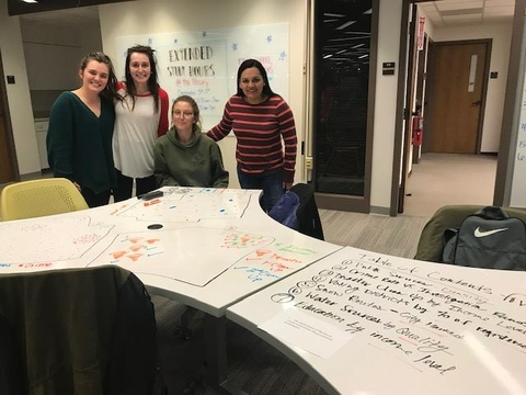 Students working on a community mapping project 