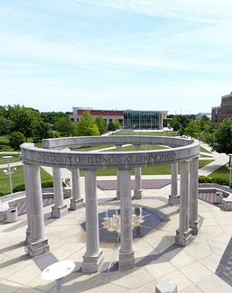 Drone image of UIS colonnade 