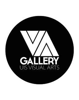 VA Gallery UIS Visual Arts logo, black circle with white text.