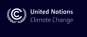 United Nations Climate Change logo on dark blue background.