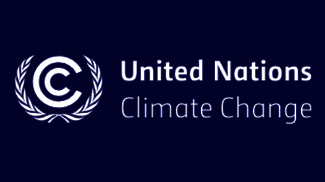 United Nations Climate Change logo on dark background.