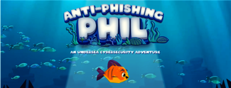 Underwater scene with orange cartoon fish and title "Anti-Phishing Phil".