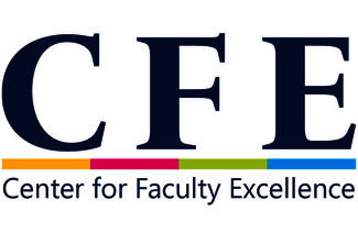 CFE logo with colorful underline and text "Center for Faculty Excellence".