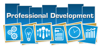 Professional Development text with icons that represent aspects of professional development