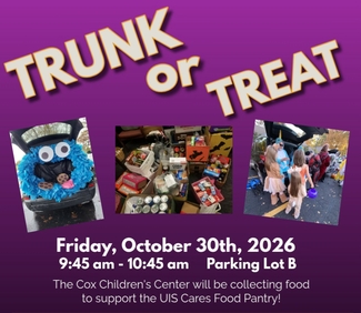 Trunk or Treat event flyer with three pictures of past events