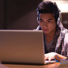 student at laptop