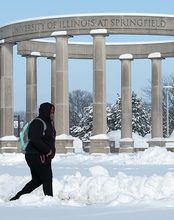 Colonnade with snow