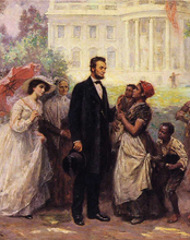 Painting with Lincoln and slaves