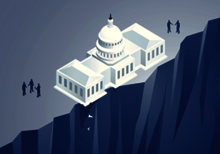 Graphic of the Capitol on the edge of a cliff