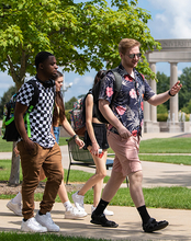 Students walk on campus