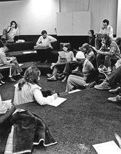 Photo of the 1970's "Pit" classroom at Sangamon State University 