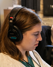 woman wearing headphones