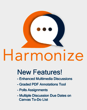 Harmonize New Features include enhanced multimedia discussions, graded PDF annotations, Poll Assignments, and Multiple due dates for discussions in the Canvas to-do list