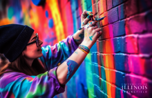 Artist painting a mural