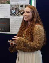 A female student presenting her project