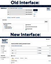 a screenshot comparison of the old EBSCO interface and the new interface