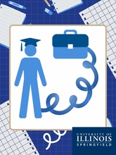 a squiggly line from a graduate to a briefcase