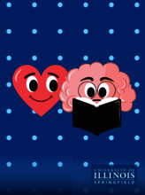 Heart and brain cartoon reading together.
