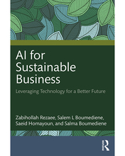 AI for Sustainable Business book cover with leaf design.