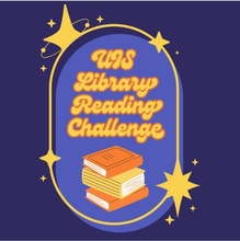 UIS Library Reading Challenge logo with stacked books and stars.