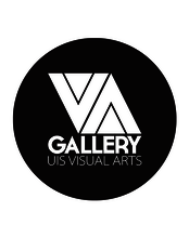 VA Gallery UIS Visual Arts logo, black circle with white text.