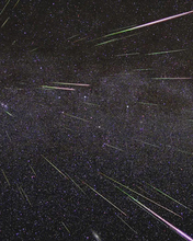 Lights fill the sky from the Perseid meteor shower