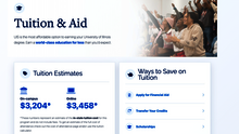 Tuition estimates and ways to save at university webpage.