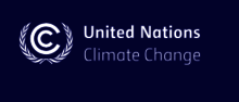 United Nations Climate Change logo on dark blue background.