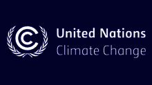 United Nations Climate Change logo on dark background.