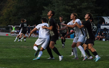 Soccer players during corner kick