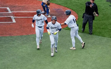 Kaden Griffitts after hitting a home run