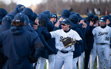  UIS baseball team celebrates a win