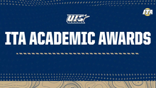 ITA ACADEMIC AWARDS GRAPHIC, BLUE BACKGROUND WITH GOLD ACCENTS. UIS AND ITA LOGOS