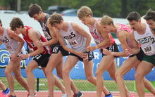 Noah Tegeler on starting line of race