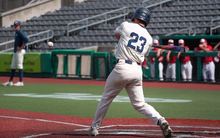 Kody Morton batting at conference tournament