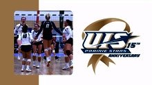 A photo of 2018 UIS Volleyball celebrating, 15 Years of NCAA DII Anniversary Series logo