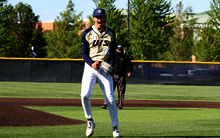 Mark DeCicco celebrating a strikeout at the UIS baseball field